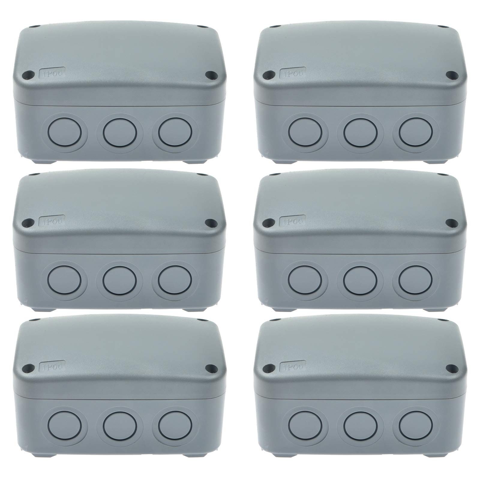 Nineleaf 6PK Outdoor Junction Box ABS Plastic Dustproof IP66 125x86x62mm,