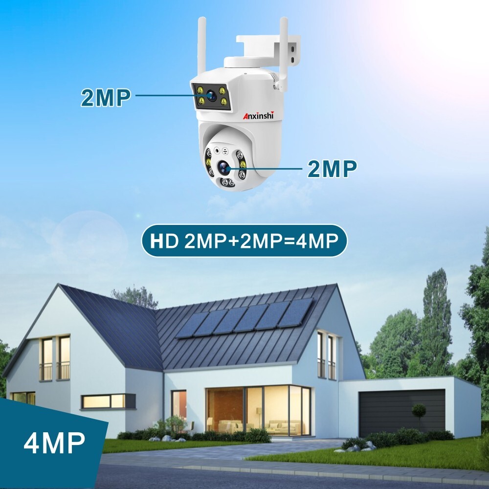 HD 4MP Two-Way Audion AI Human Detection Dual Lens 4G PTZ Camera V380 Pro APP