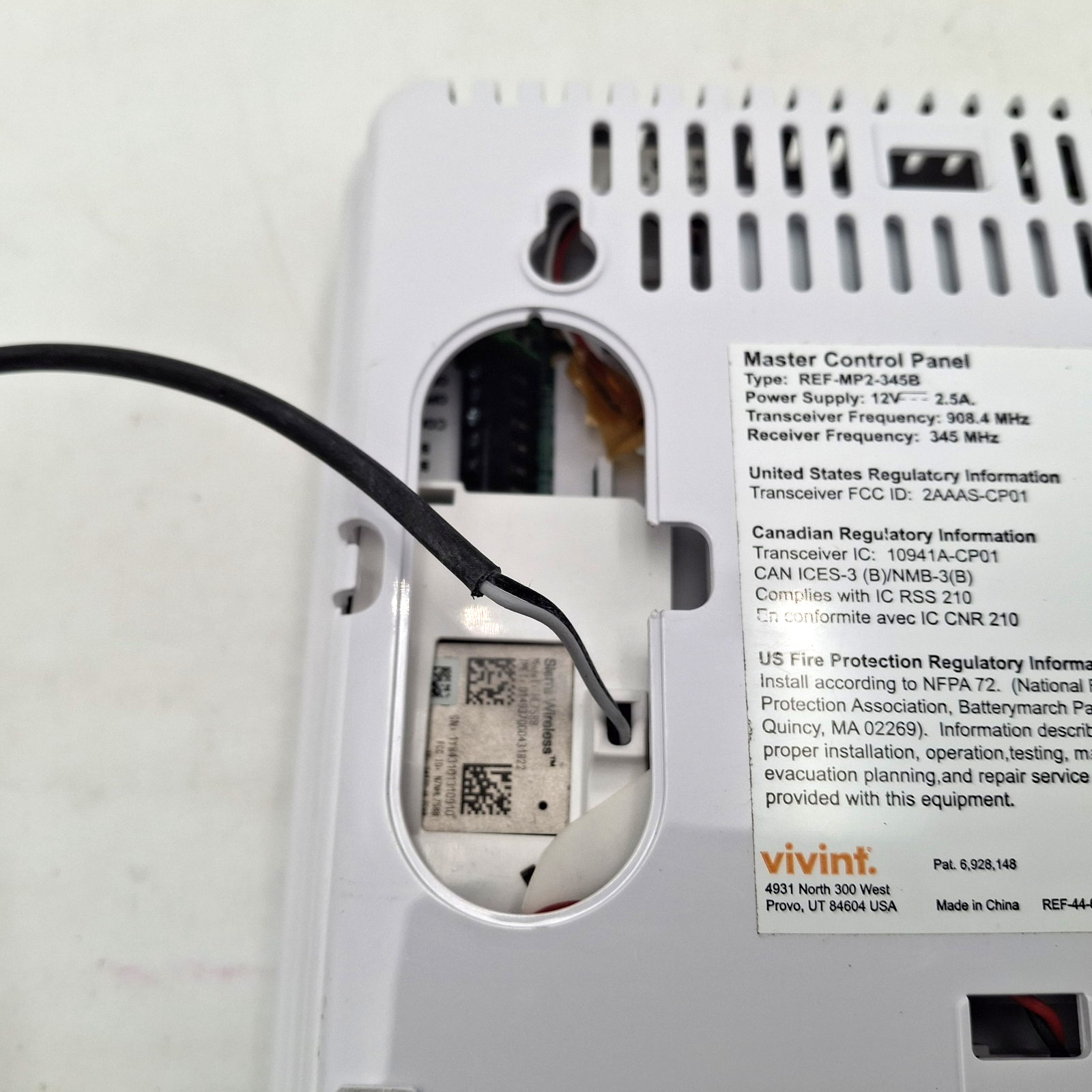 Vivint Master Control Panel REF-MP2-345B & Power Supply Parts Only Untested