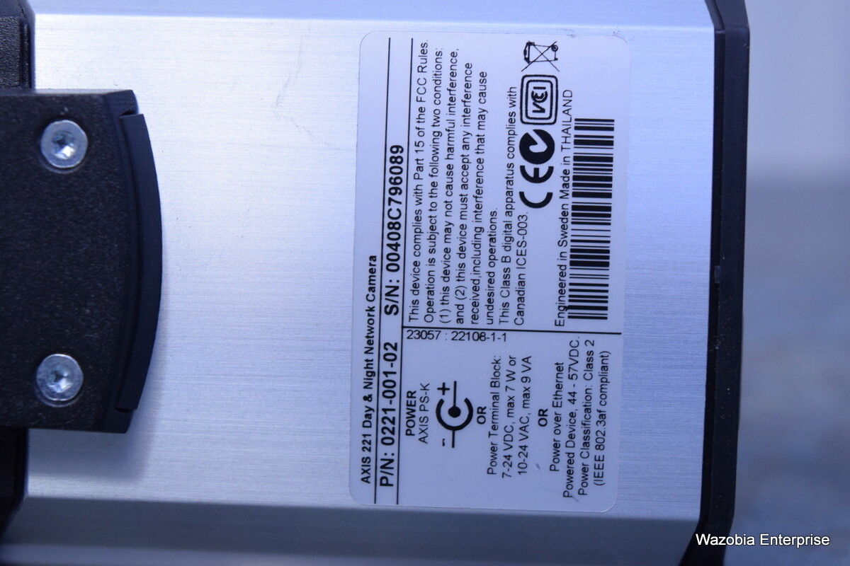 2 AXIS 221 NETWORK CAMERA 0221-001-02 WITH PENTAX 3-8 MM CS 1:1.0 D/N TS3VS10ED