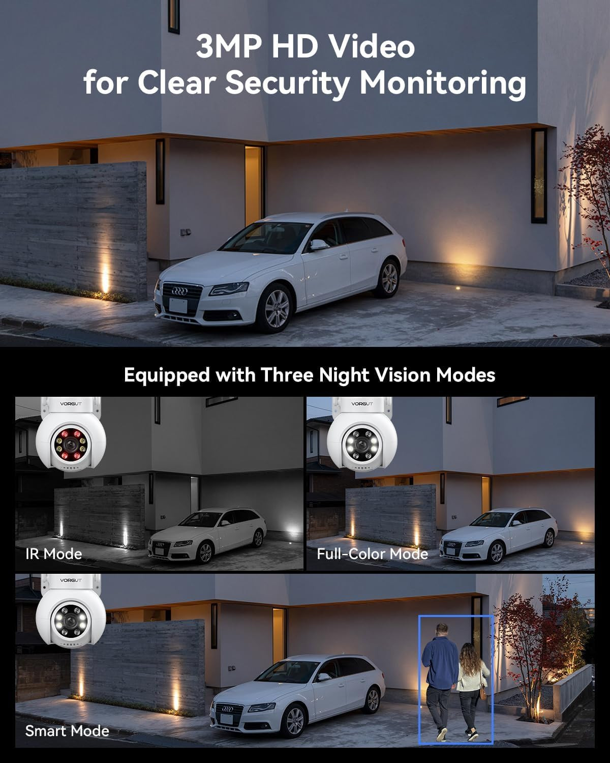Wireless Security Camera System with 10″ LCD Monitor, 2PCS 3MP PTZ Outdoor Camer