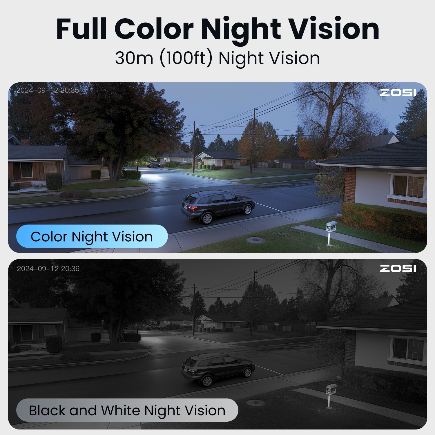 ZOSI 4K NVR 5MP PoE Security Pan/Tilt Camera Outdoor System Color Night Vision