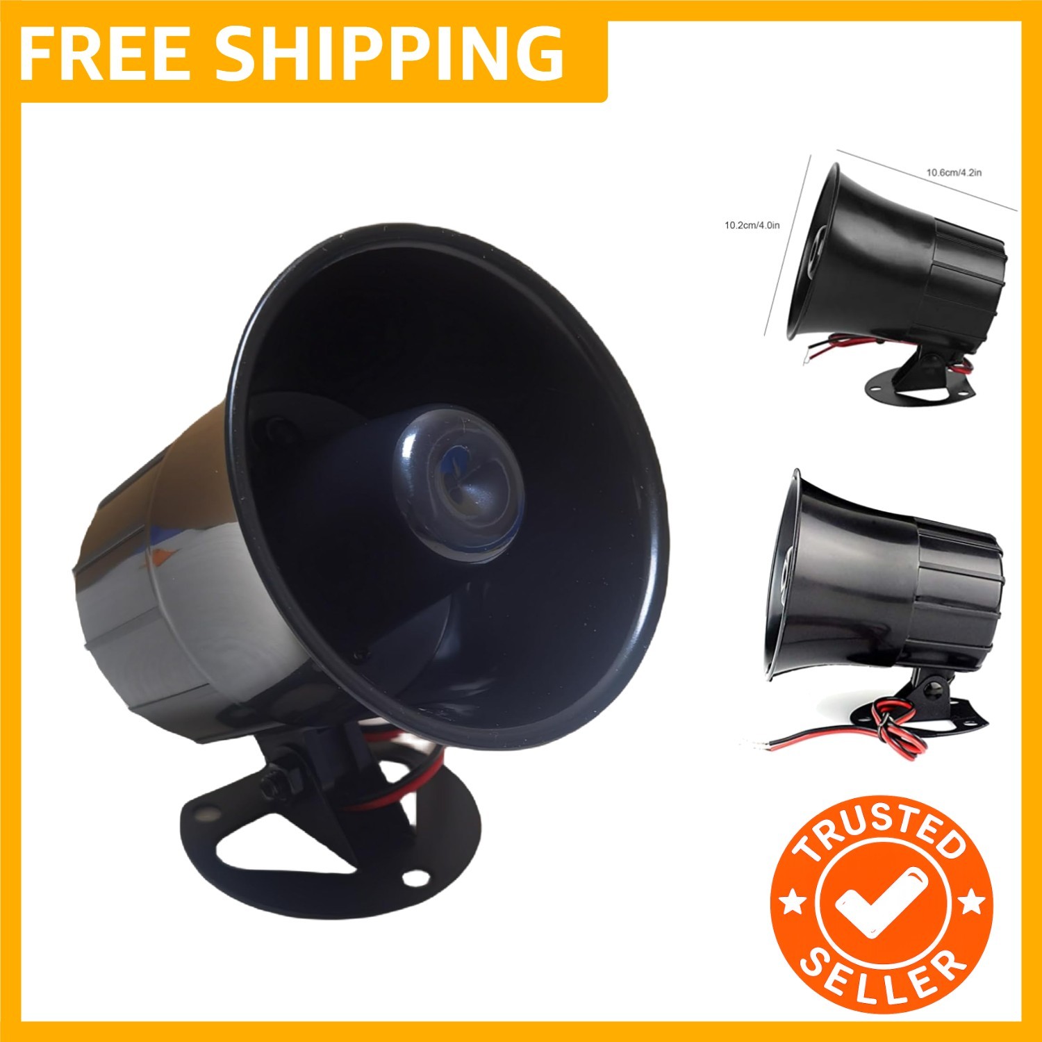 Wired Alarm Siren Horn 15W DC 6 to 12V Security Siren with Bracket for Home S…
