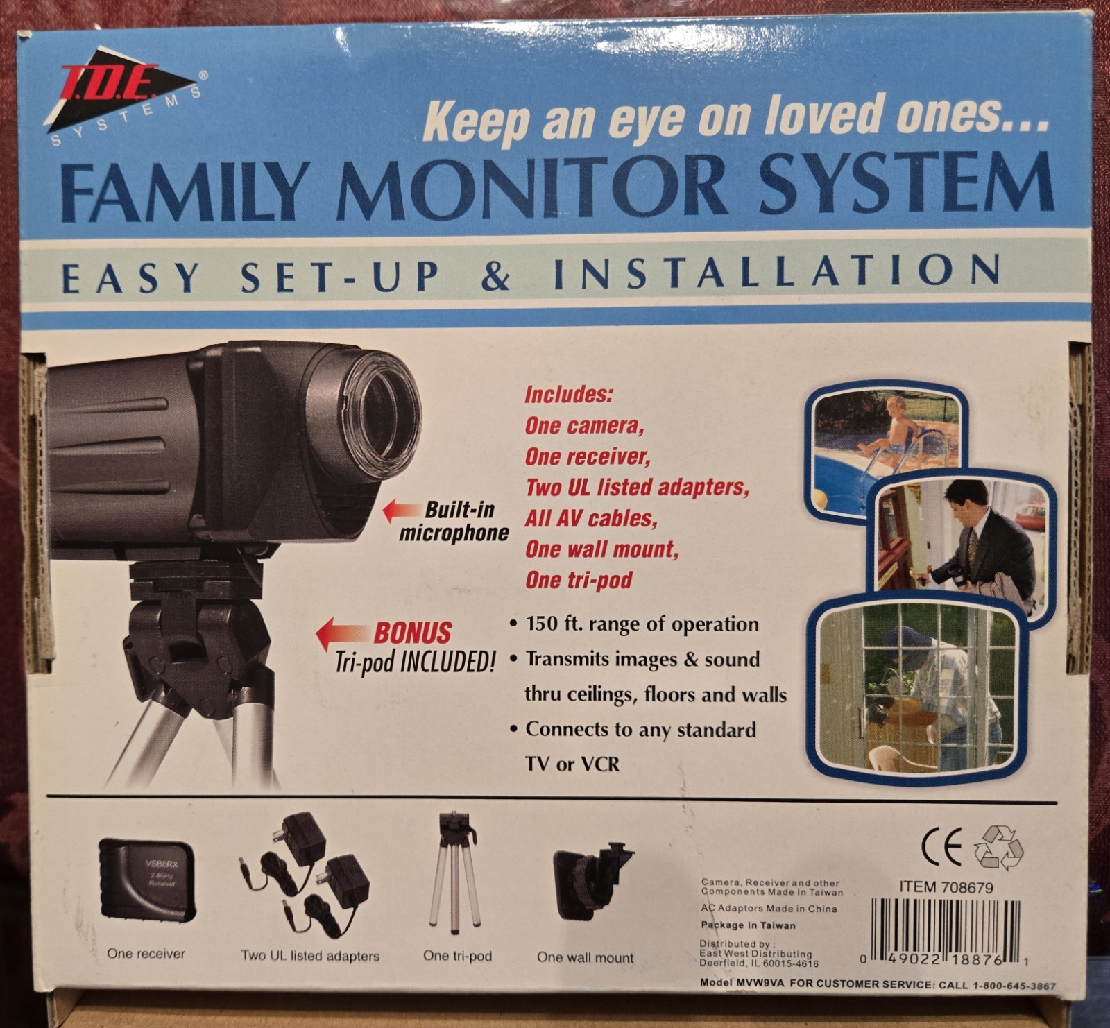 TDE Systems Family Monitoring System 2.4 GHZ Color Video System Untested New Box