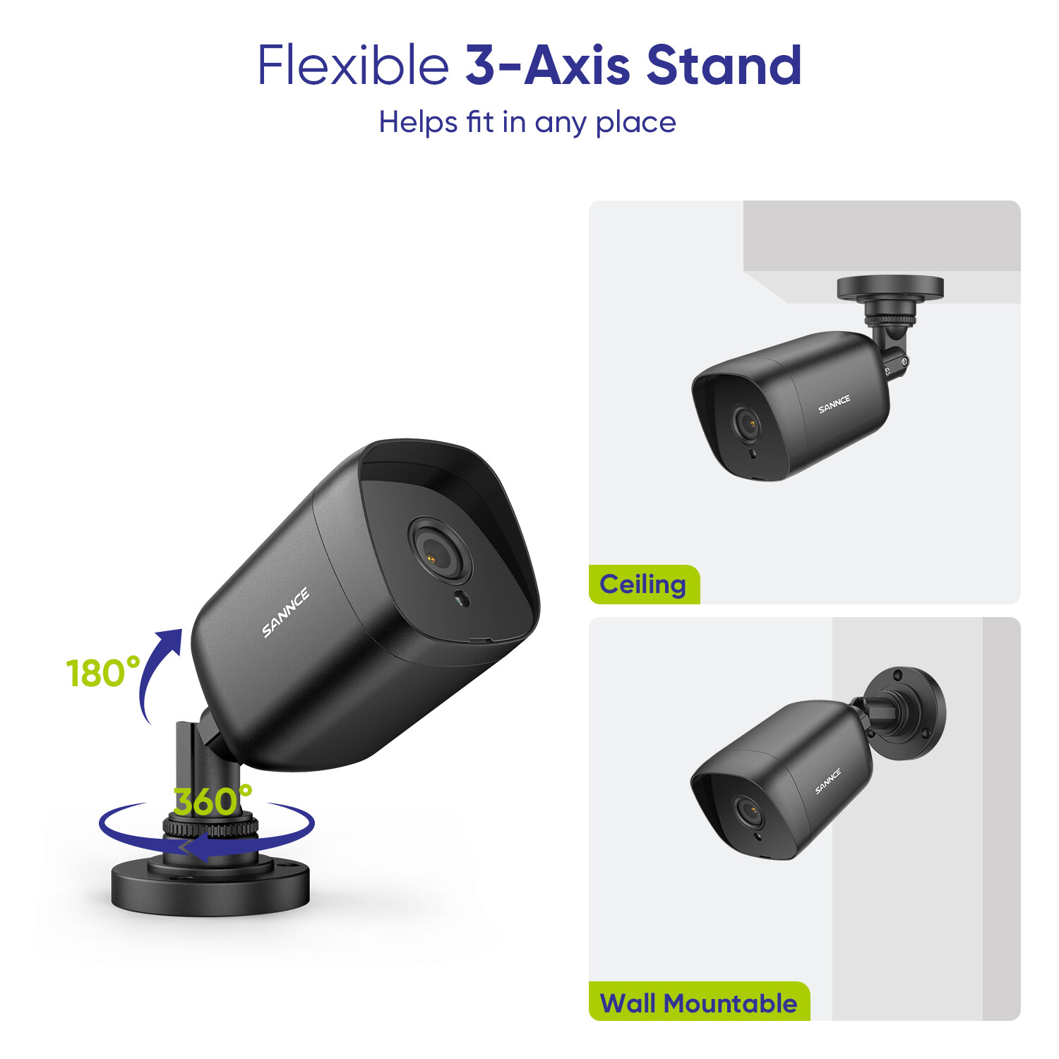 SANNCE 4pcs HD 5MP Bullet Home Security Camera Outdoor Night Vision IP66 CCTV