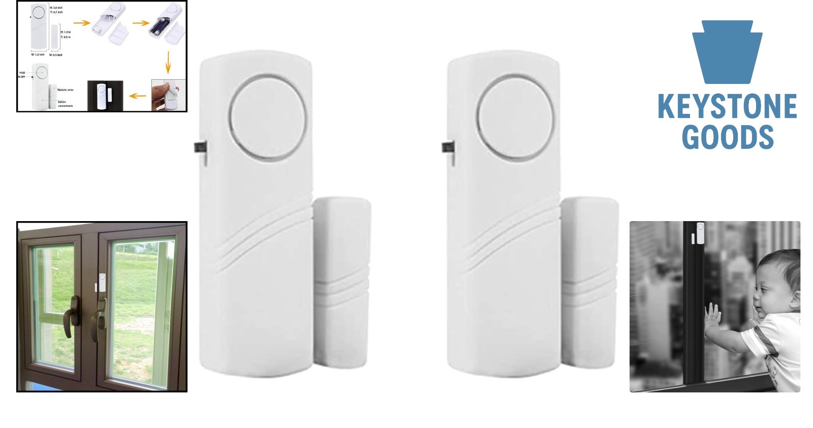 2 Pack Loud Window & Door Alarm Sensors for Home & Kids Safety