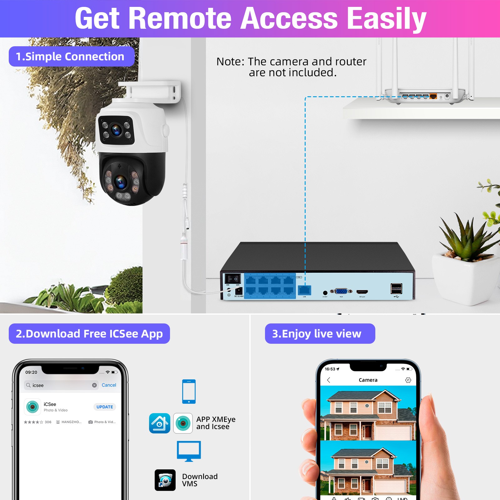 7” Monitor NVR 6MP Wireless Home Security Camera System Solar Wifi IP Cameras