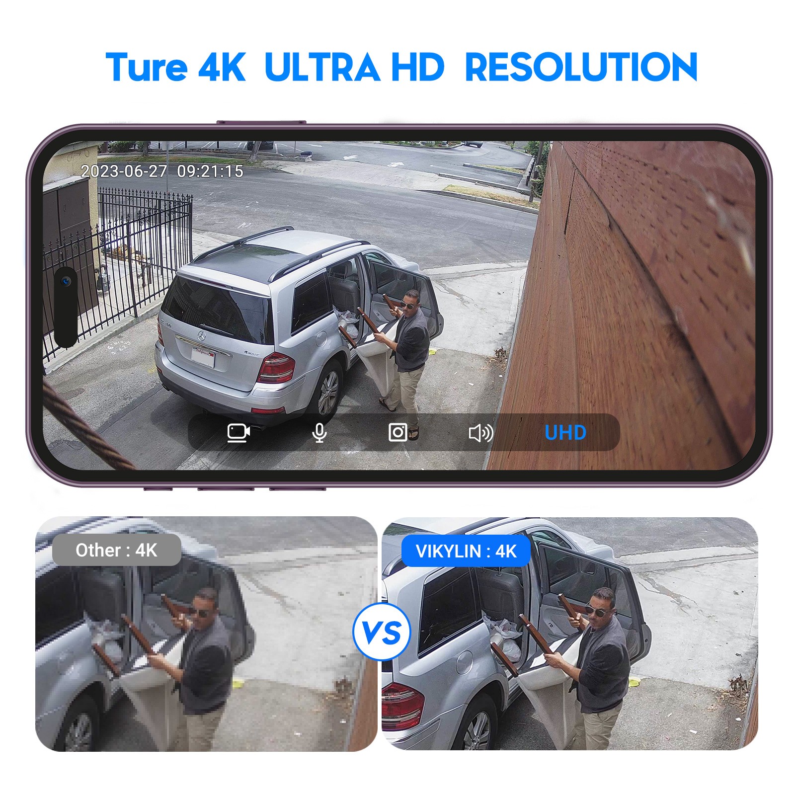 VIKYLIN 8CH 8POE NVR CCTV Systems Turret IR30M 8MP 4K IP CAMERA MIC Black Lot US