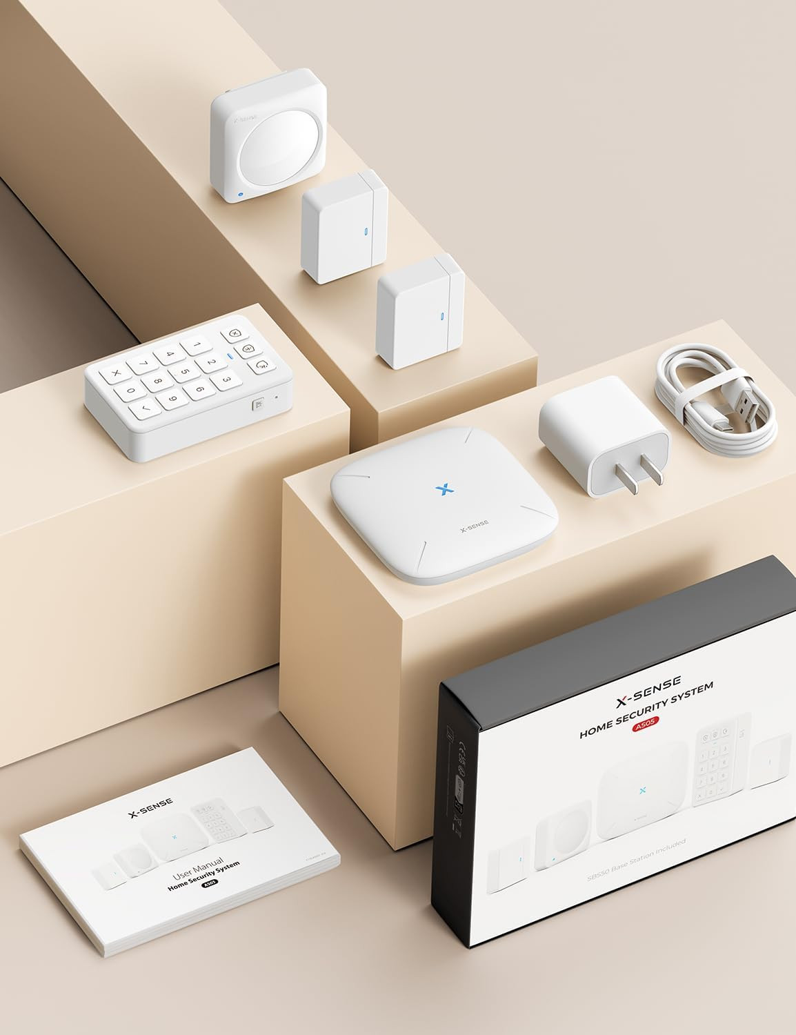 Smart Home Security System, Wireless Security System 5-Piece Set, Supports Mobil