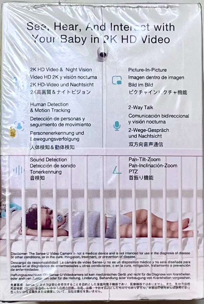 Camera Surveillance Security Recorder Sense-U PTZ Smart 2K Video Baby Monitoring