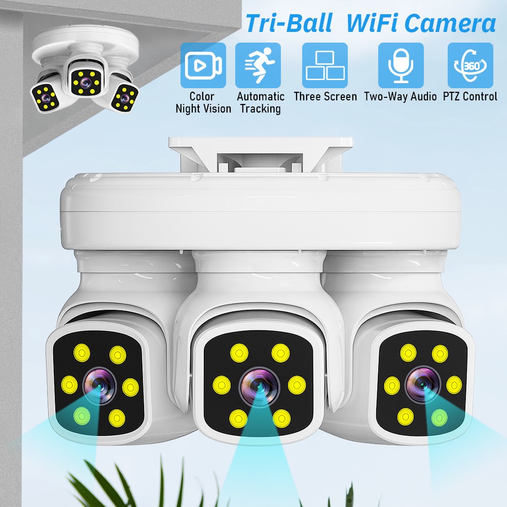 6MP 3Lens WIFI Security Cameras 1080P Night Vision Supermarket Warehouse Factory