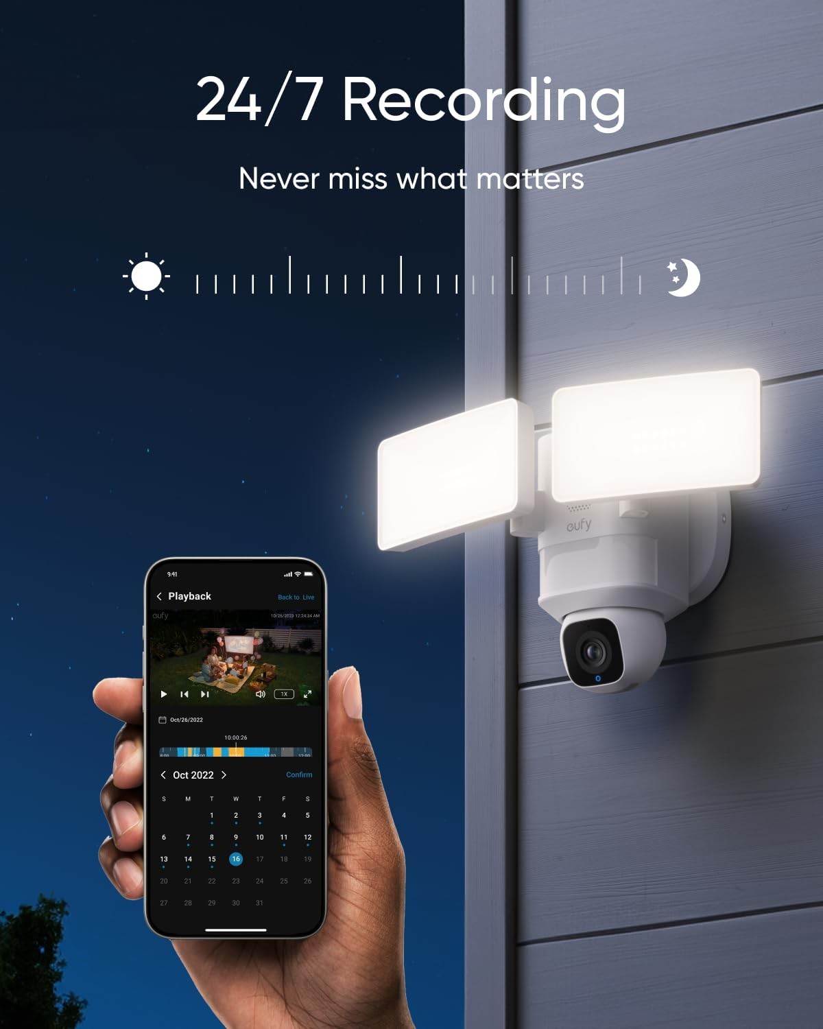 eufy Security Floodlight Camera E30, Outdoor, 360° Pan White