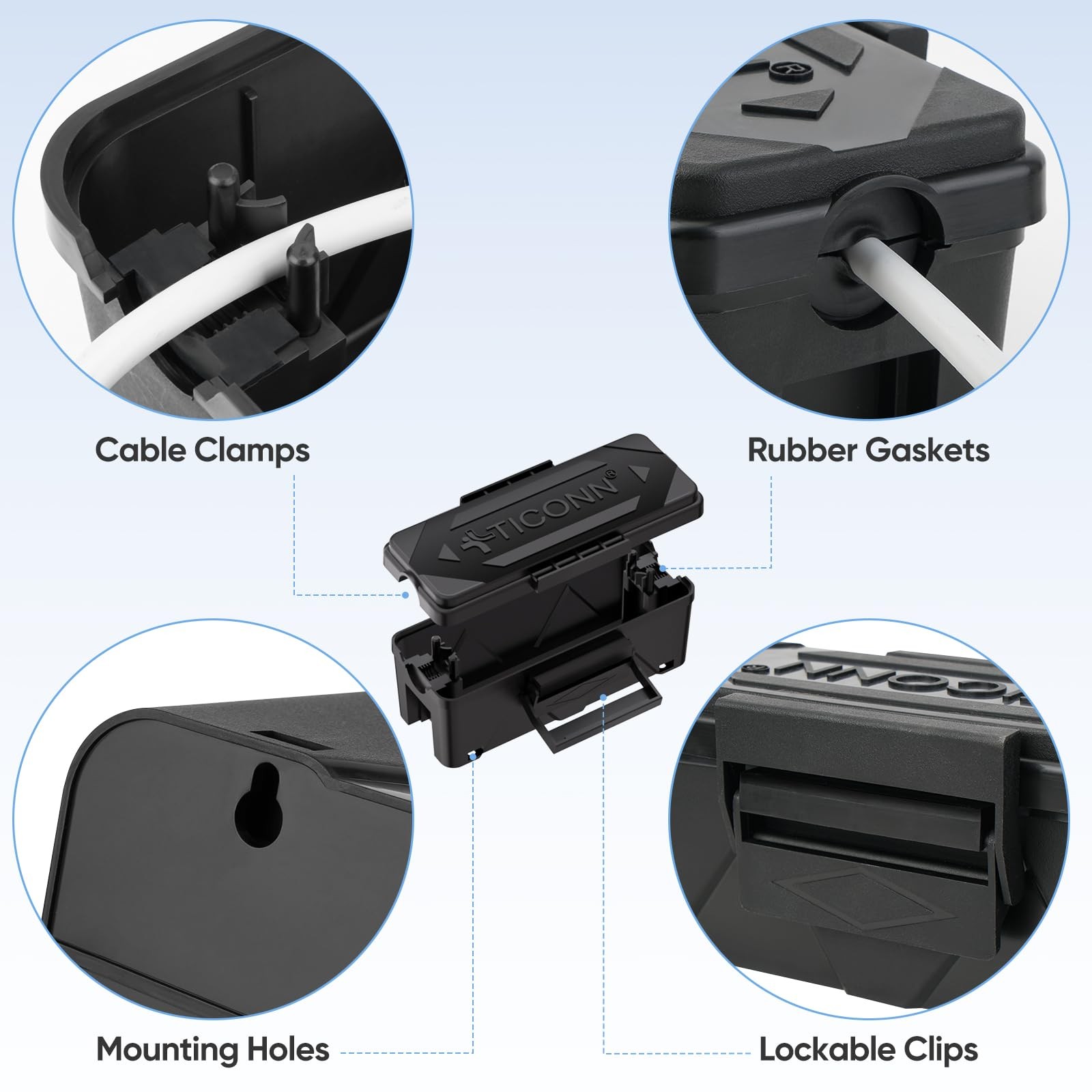 TICONN Outdoor Electrical Box, IP54 Splash-Proof Small, Black