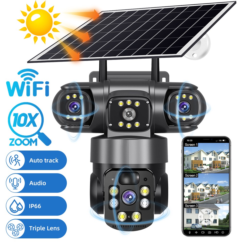 NEW 4K Solar Battery Wireless WiFi Outdoor Pan/Tilt Home Security Camera System