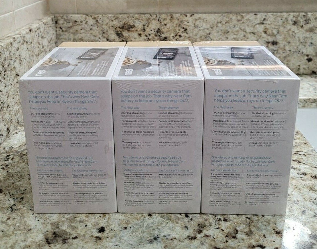 NEST Cam Indoor Smart Security Camera (3 Pack) Model NC1104US – Sealed NEW