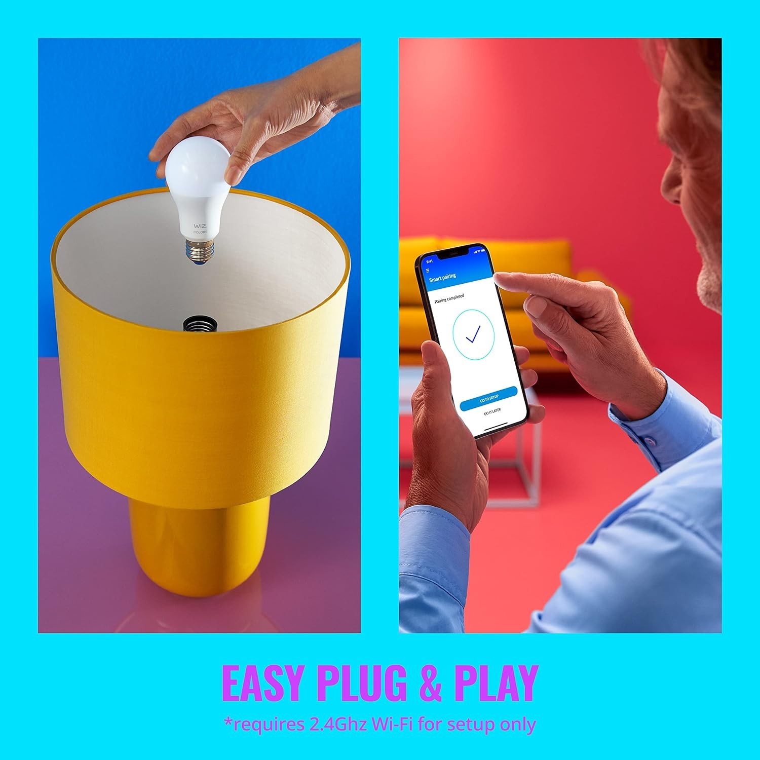 WiZ Indoor Security System: 1080p Camera & 3 Color LED Smart Bulbs for Safety