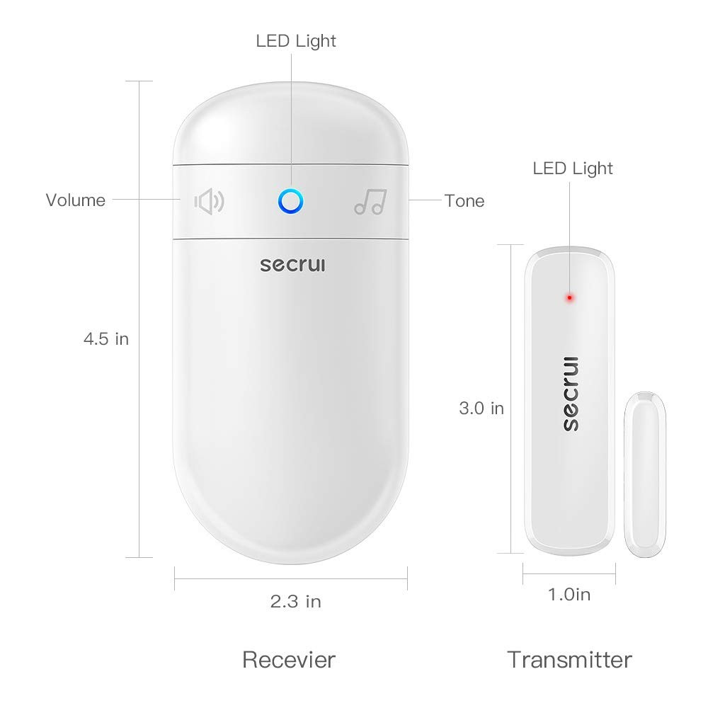 Door Chime, Sensor Chime for Opens – 1 Receiver+2 Sensor, White
