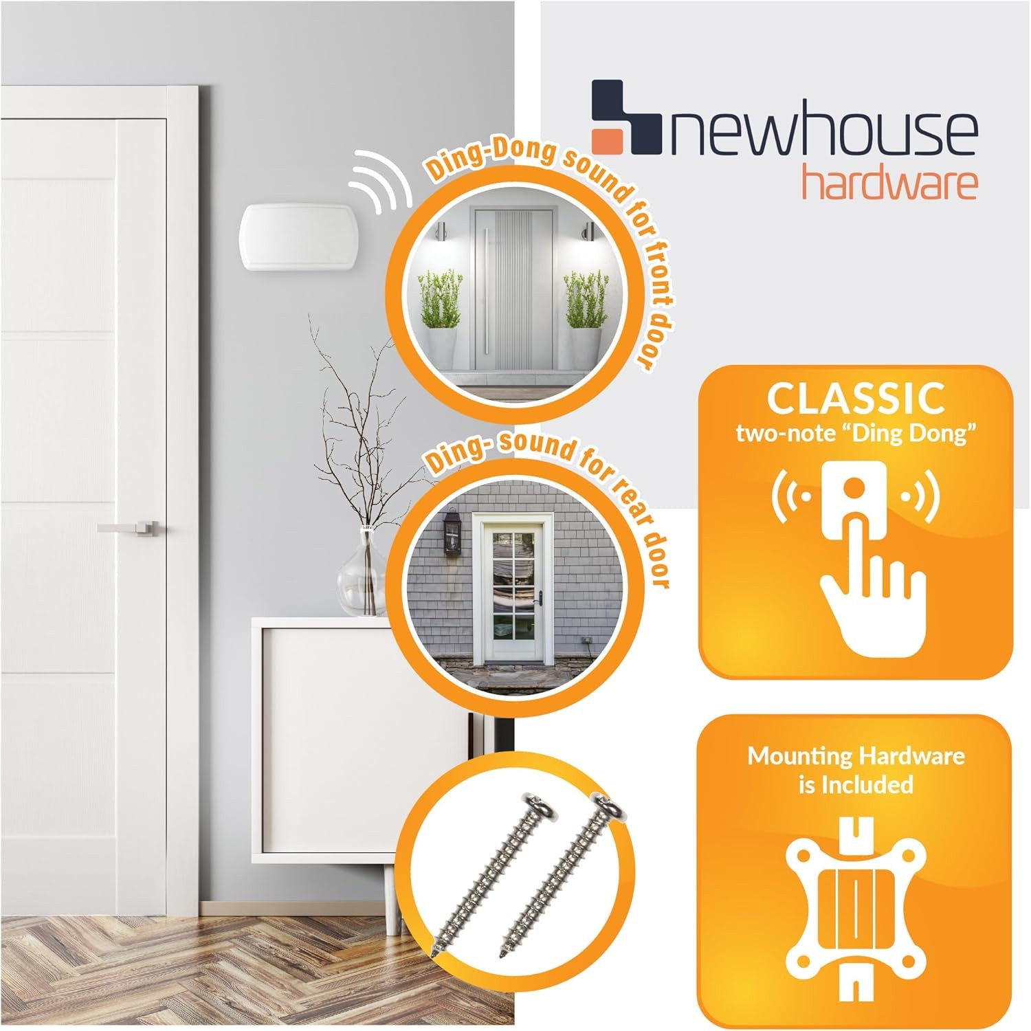 Newhouse Hardware CHM24V White 24-Volt Wired Doorbell Chime
