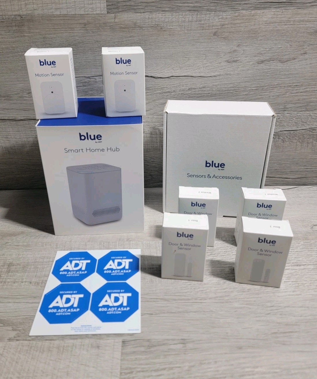 ADT Home Security System, Self Setup 4 Door/Window Sensors, 2 Motion, & Hub NEW