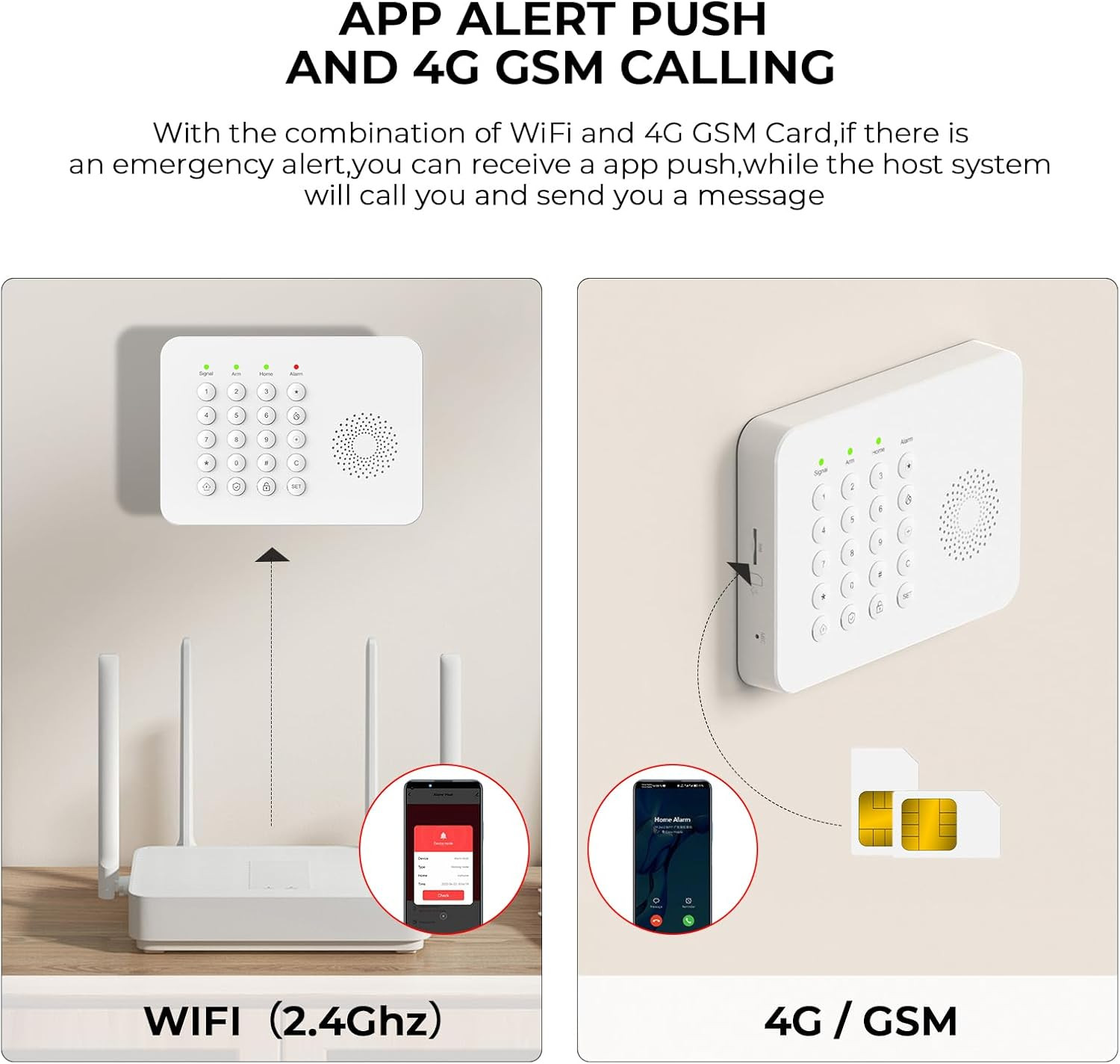 Home Security Alarm System,Wireless Home Security Systems with DIY Expandable Do