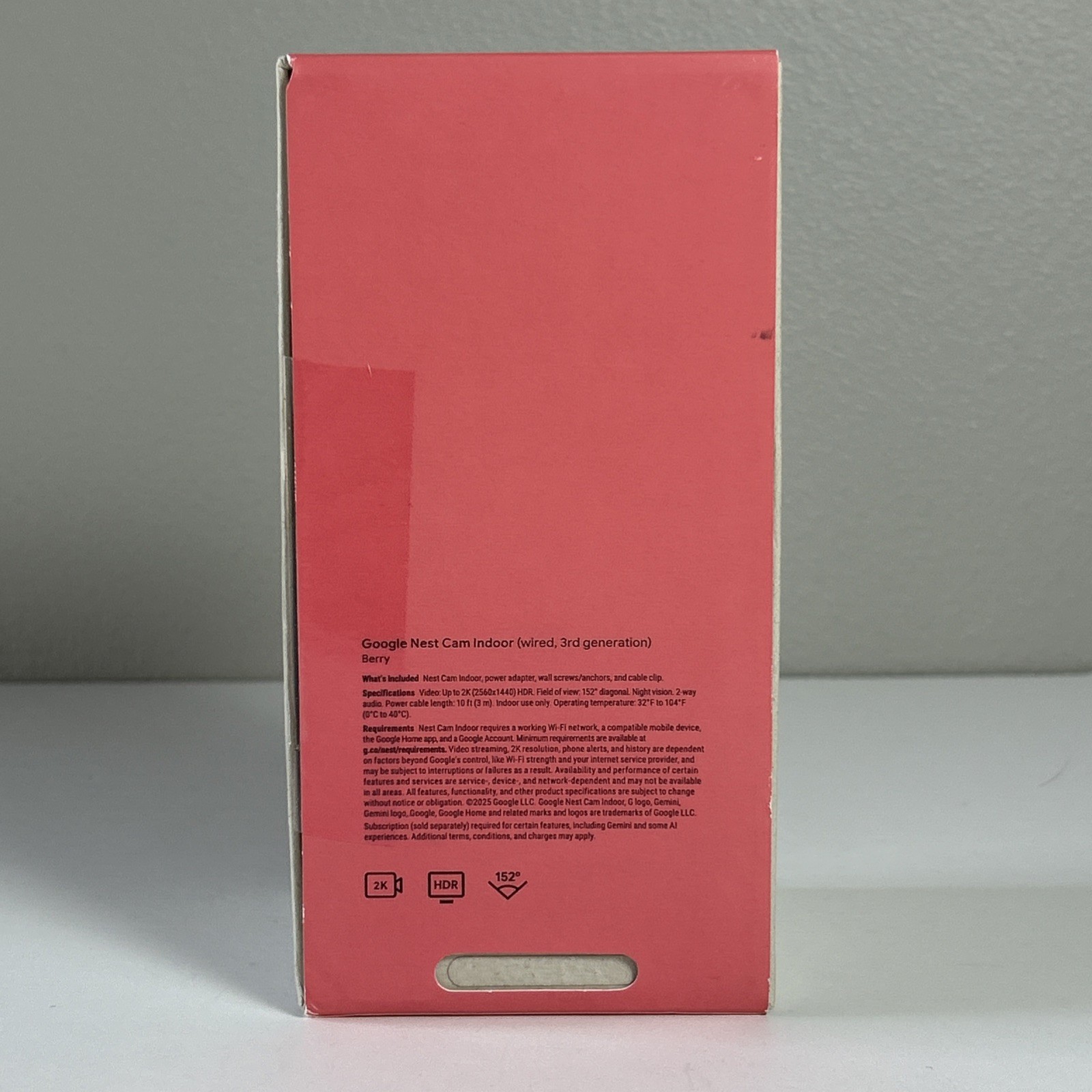 Google Nest Cam Indoor 3rd Generation Wired 2K Security Camera Berry Red