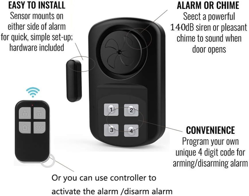 Outdoor Door Alarm with Remote Keypad, Waterproof Ip67,Inground Pool