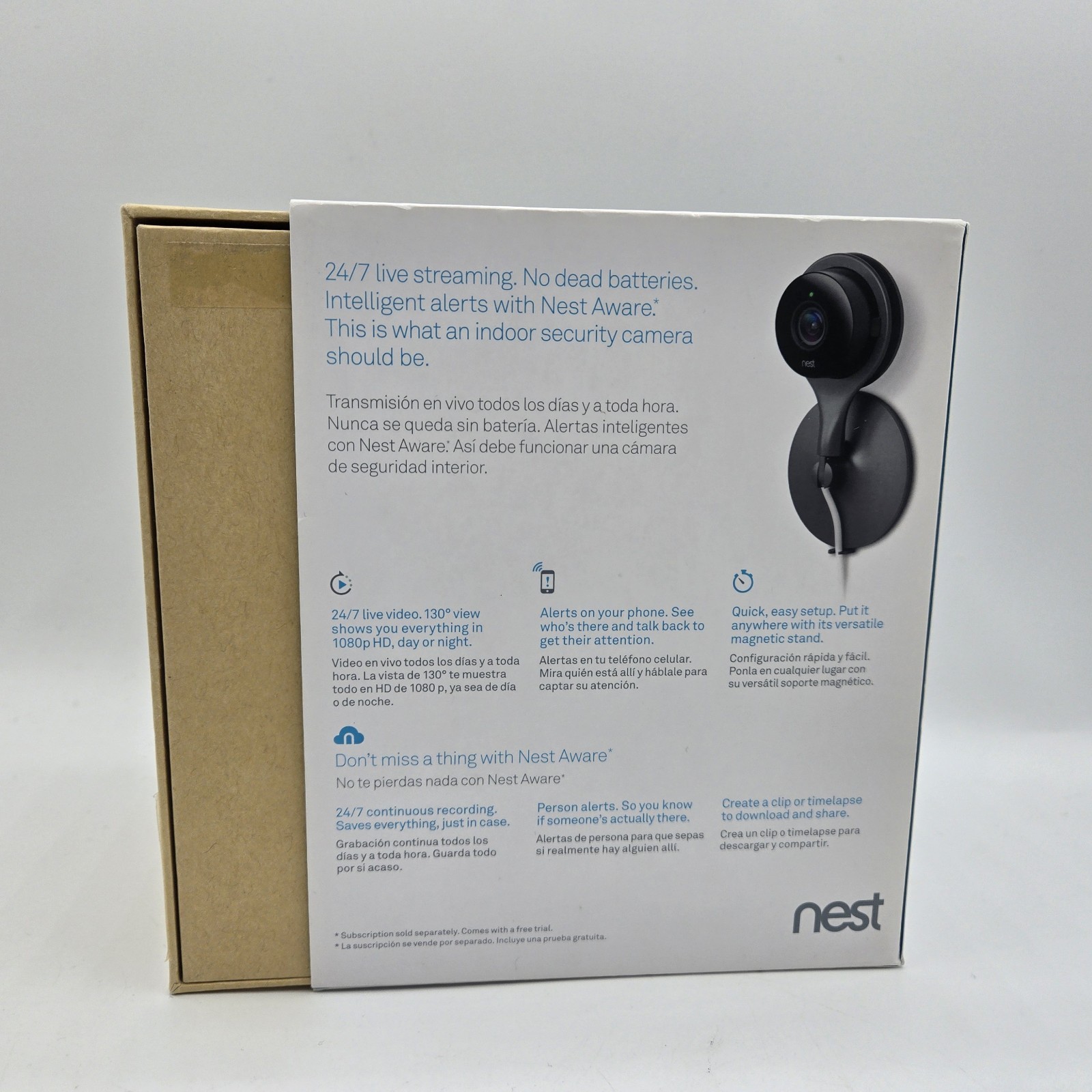 New Open Box Google Nest A0005 NC1102ES Cam Indoor Security Camera 1st Gen – NIB