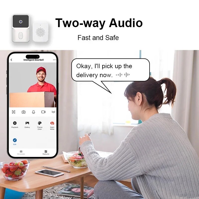 Smart Wireless WiFi Video Doorbell Phone Door-Ring Intercom Security Camera Bell