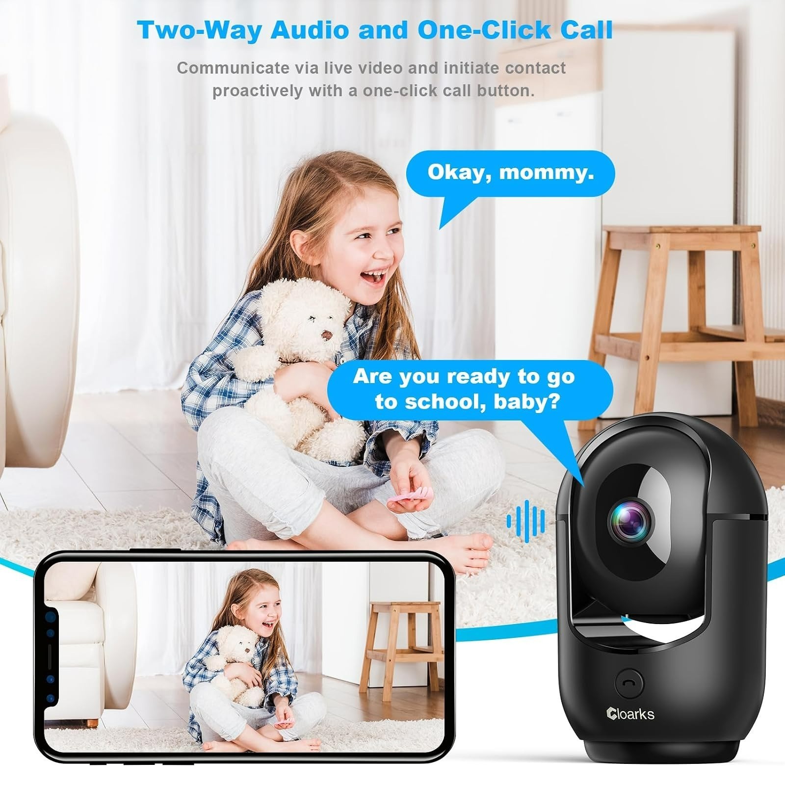Cloarks 2K Pan/Tilt Security Camera with AI Motion Detection