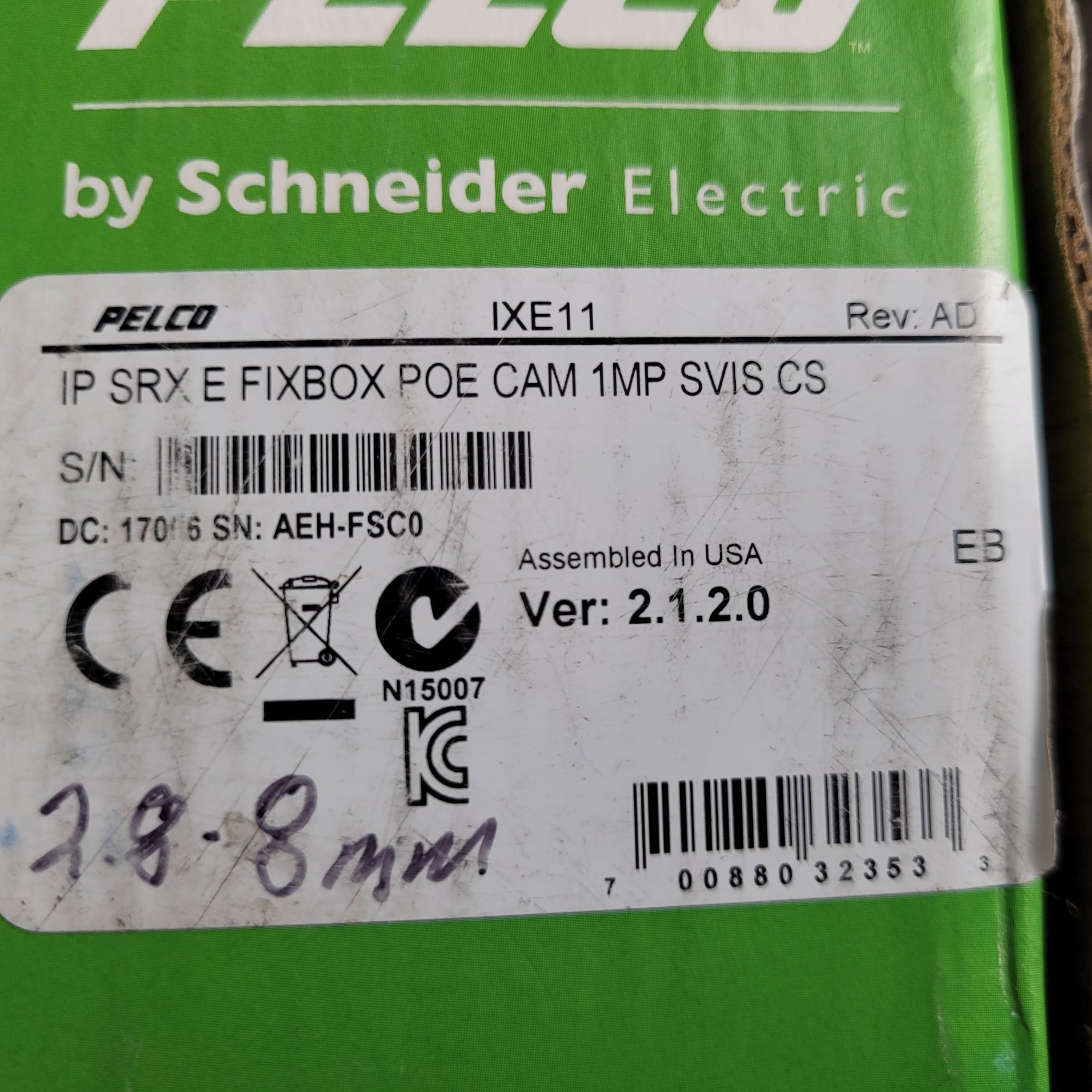 Pelco Sarix IXE Series Box Camera w/SureVision IP SRX E CAM 1MP Ver 2.1/2.0 NEW