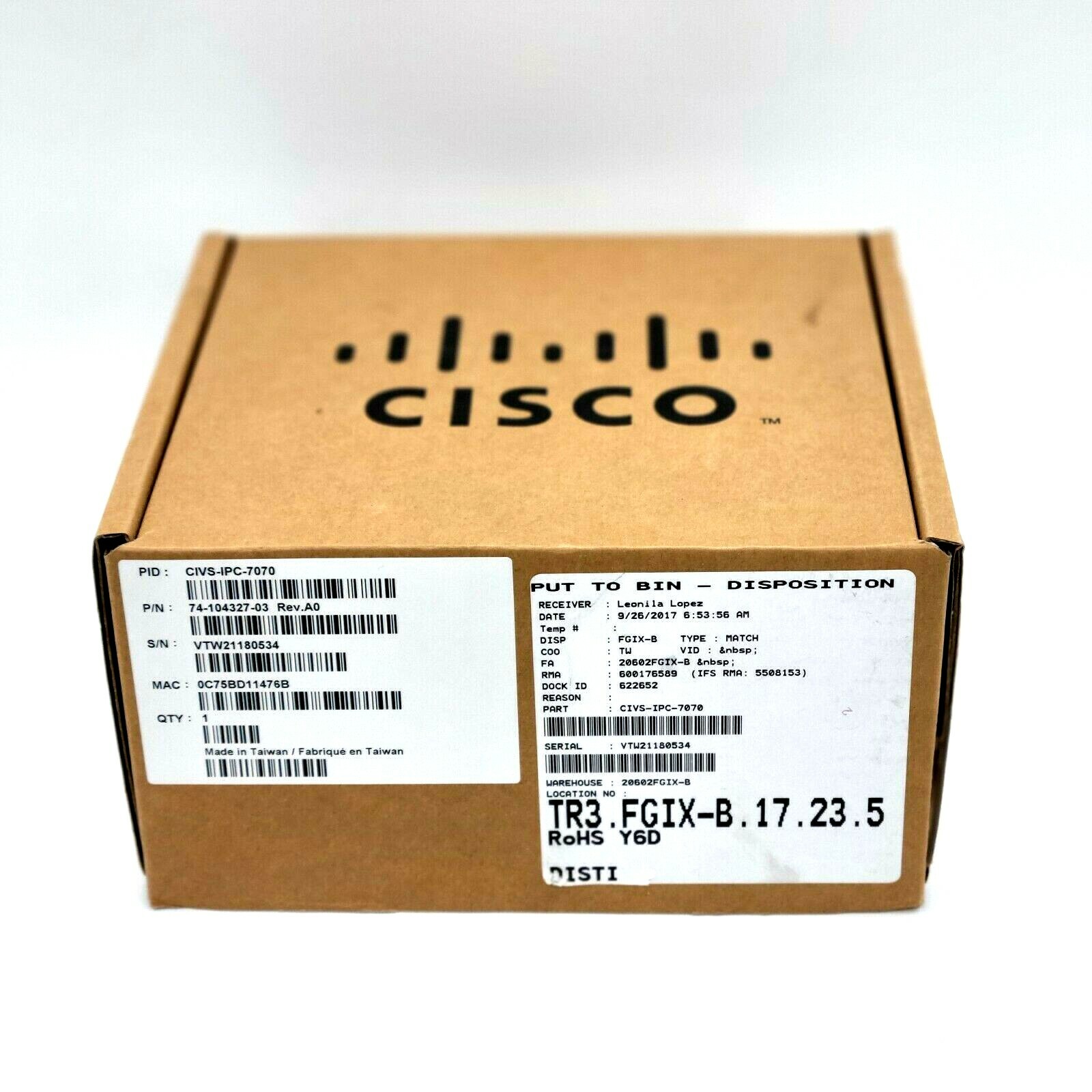 NEW Cisco Video Surveillance 7070 IP Camera CIVS-IPC-7070 Open Box