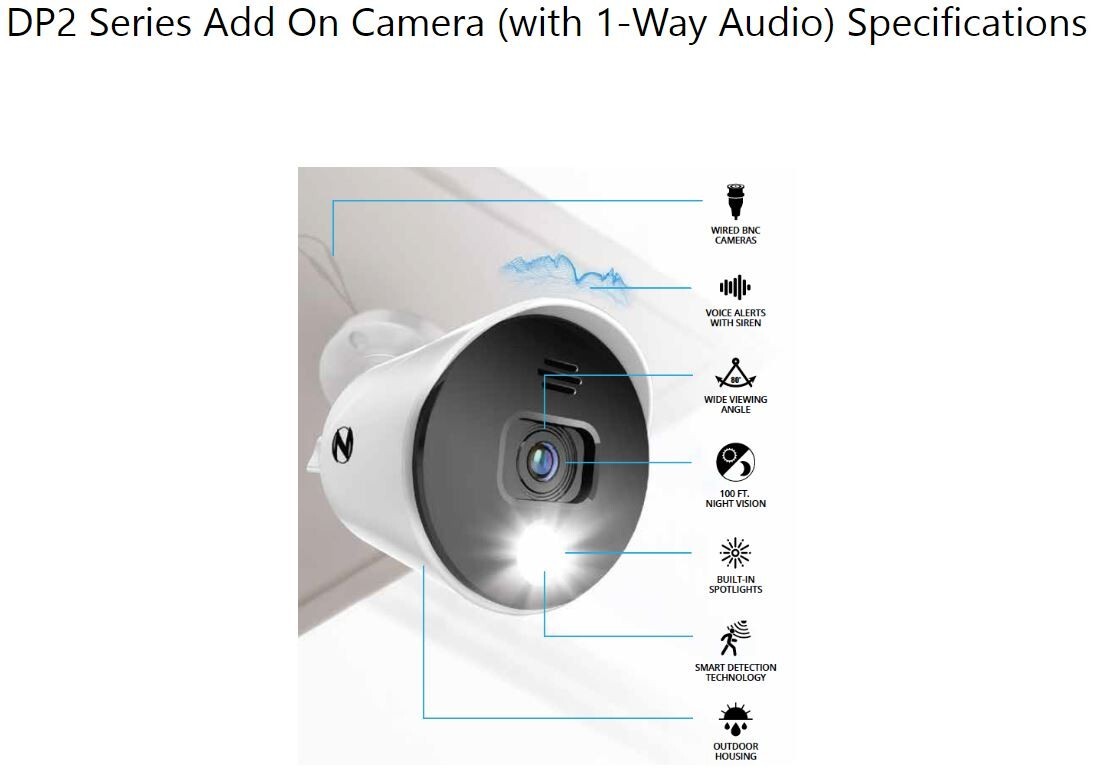Night Owl 4K Ultra HD Wired Security Camera Spotlight w/ 1-Way Audio CM-DP8LSA-B