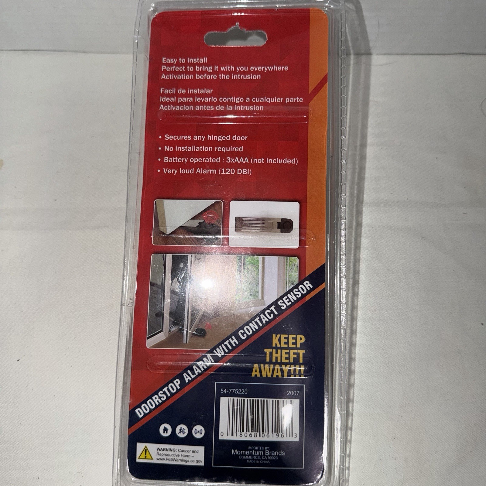 Door Stop Security Alarm Wedge Stopper Portable Home Travel Anti‑Theft NIP