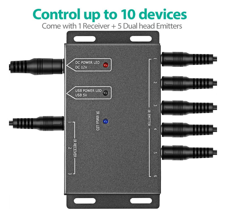 Infrared Repeater System IR Repeater Kit Control up to 10 Devices Hidden IR Syst