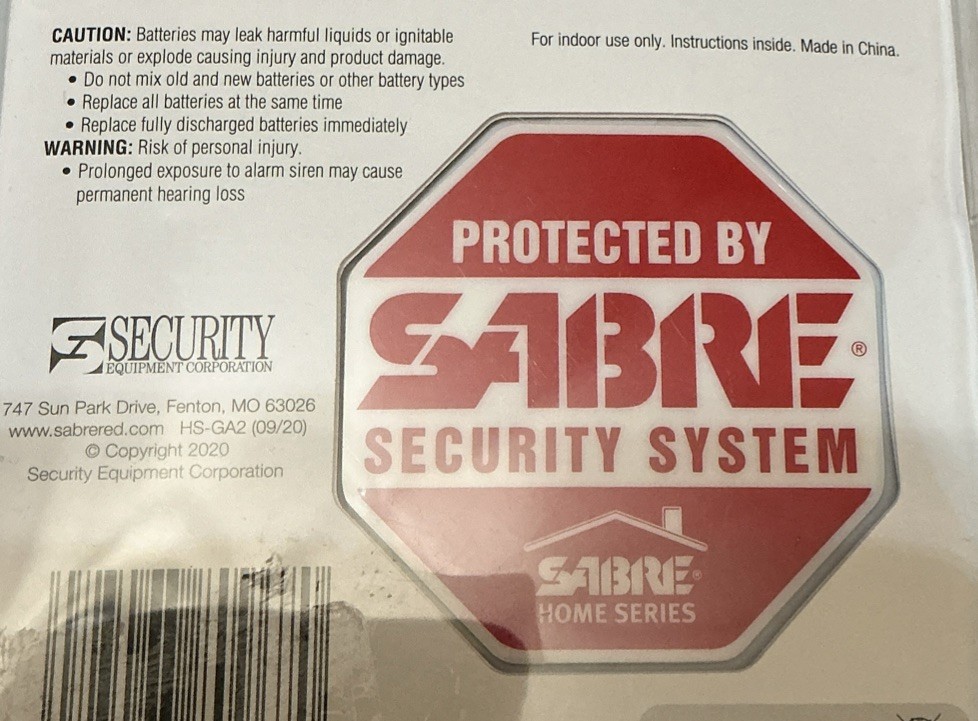 SABRE HS-GA2 Wireless Window Glass Break Vibration Detector Alarm 2 Pack