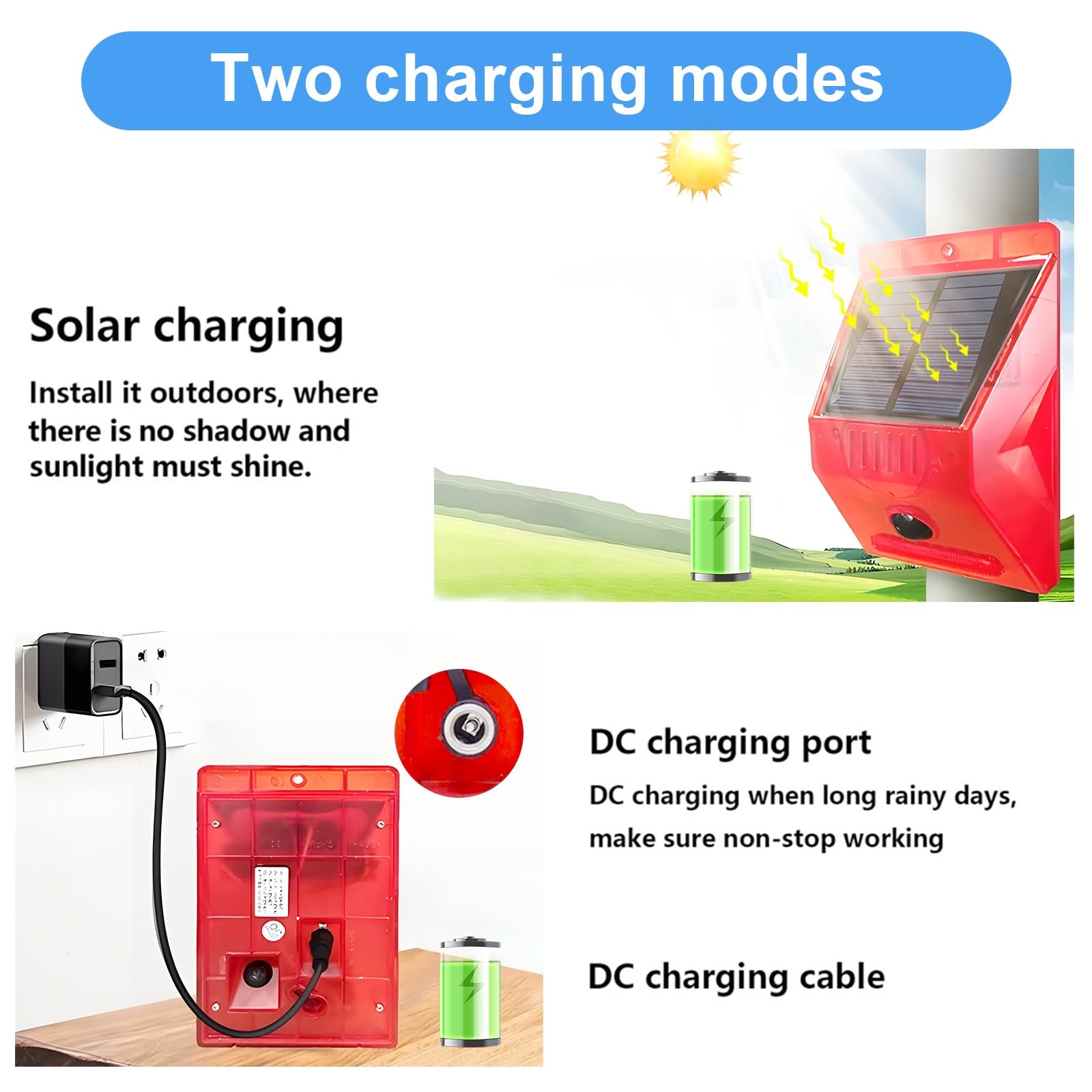 Solar Motion Sensor Alarm Outdoor Motion Detector 129db Loud Sound Security S…