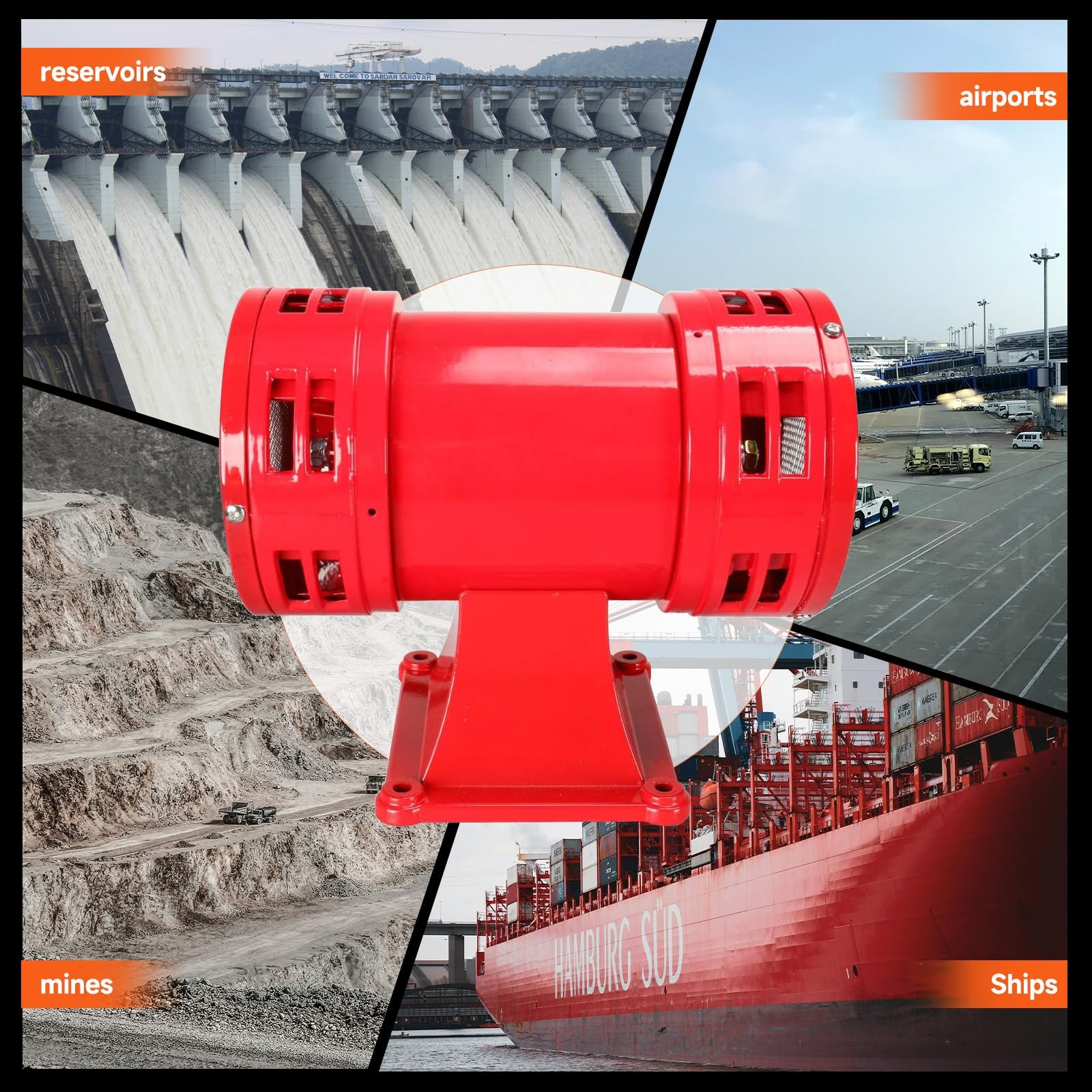 YaeCCC Air Raid Siren, 110V Electric Motor Driven Siren Alarm – 150db, Super …