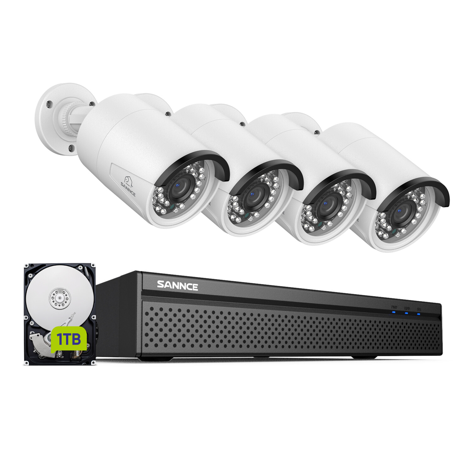 SANNCE HD 5MP POE AI Security Camera System 8CH 4K NVR Two Way Audio Outdoor 1TB