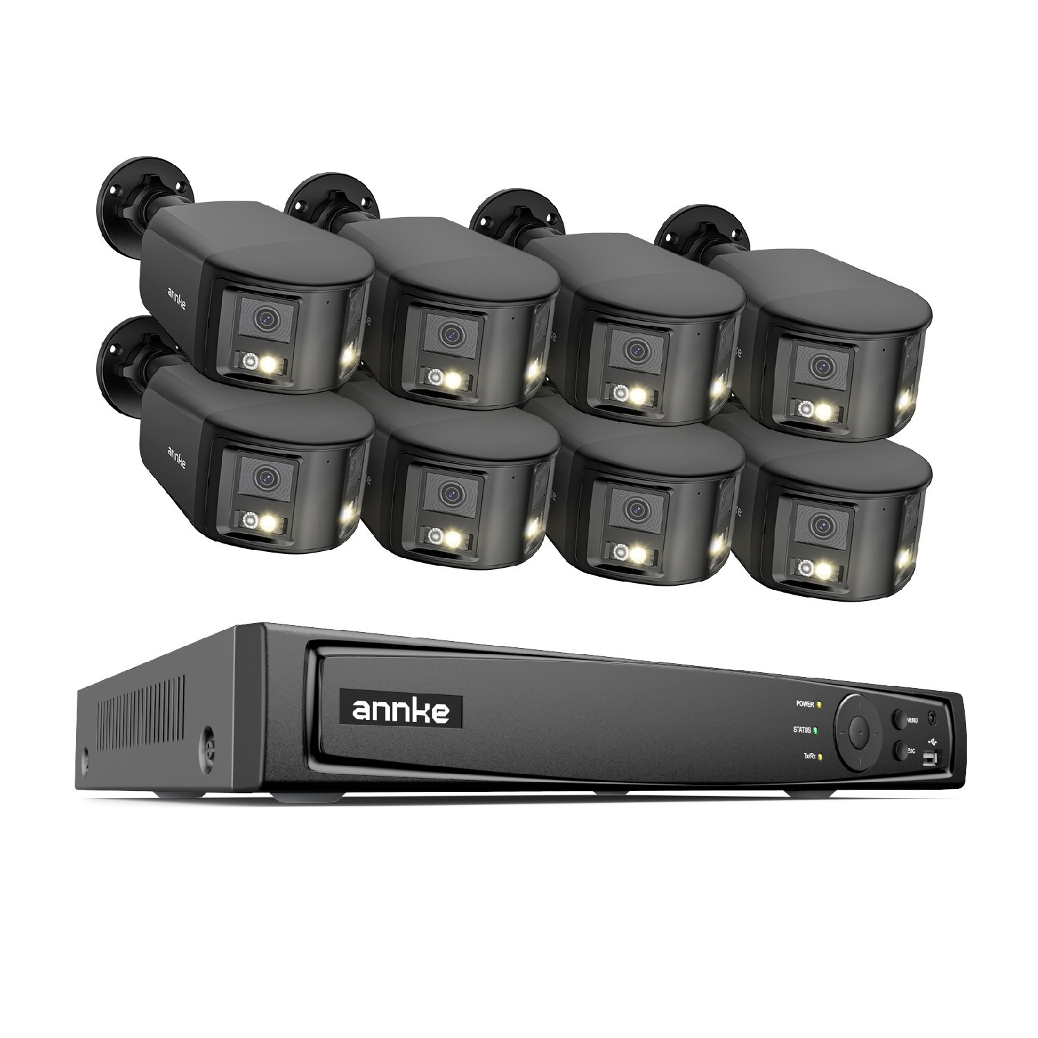 ANNKE 8CH NVR 4K POE 180° Dual Lens Color Security IP Camera System 2 Way Audio