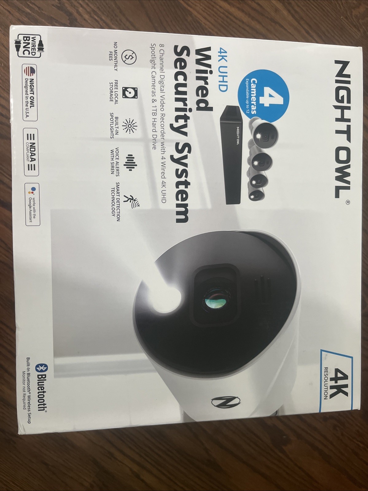 Night Owl 8 Channel 4K Bluetooth DVR with 1TB Hard Drive and 4 Wired 4K – NEW