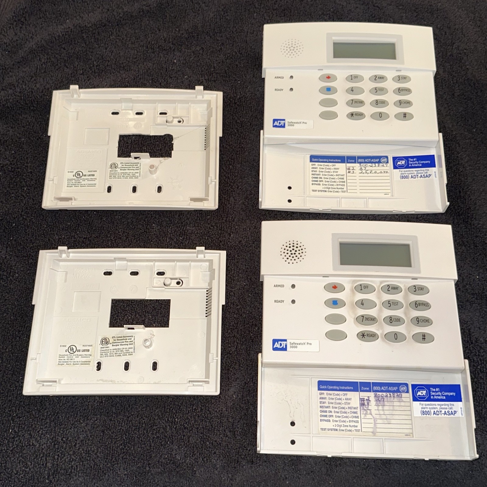 Lot of 2 ADT Safewatch Pro 3000 Security Keypads 6150ADT Power Tested Used Bundl