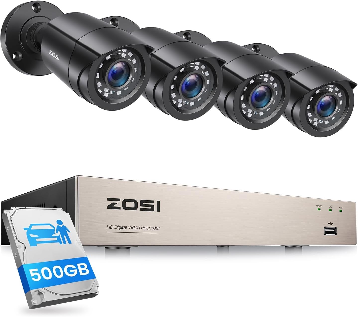 ZOSI 8MP PoE IP Security Camera Add-on 2-Way Audio Alert IP66 Home Outdoor