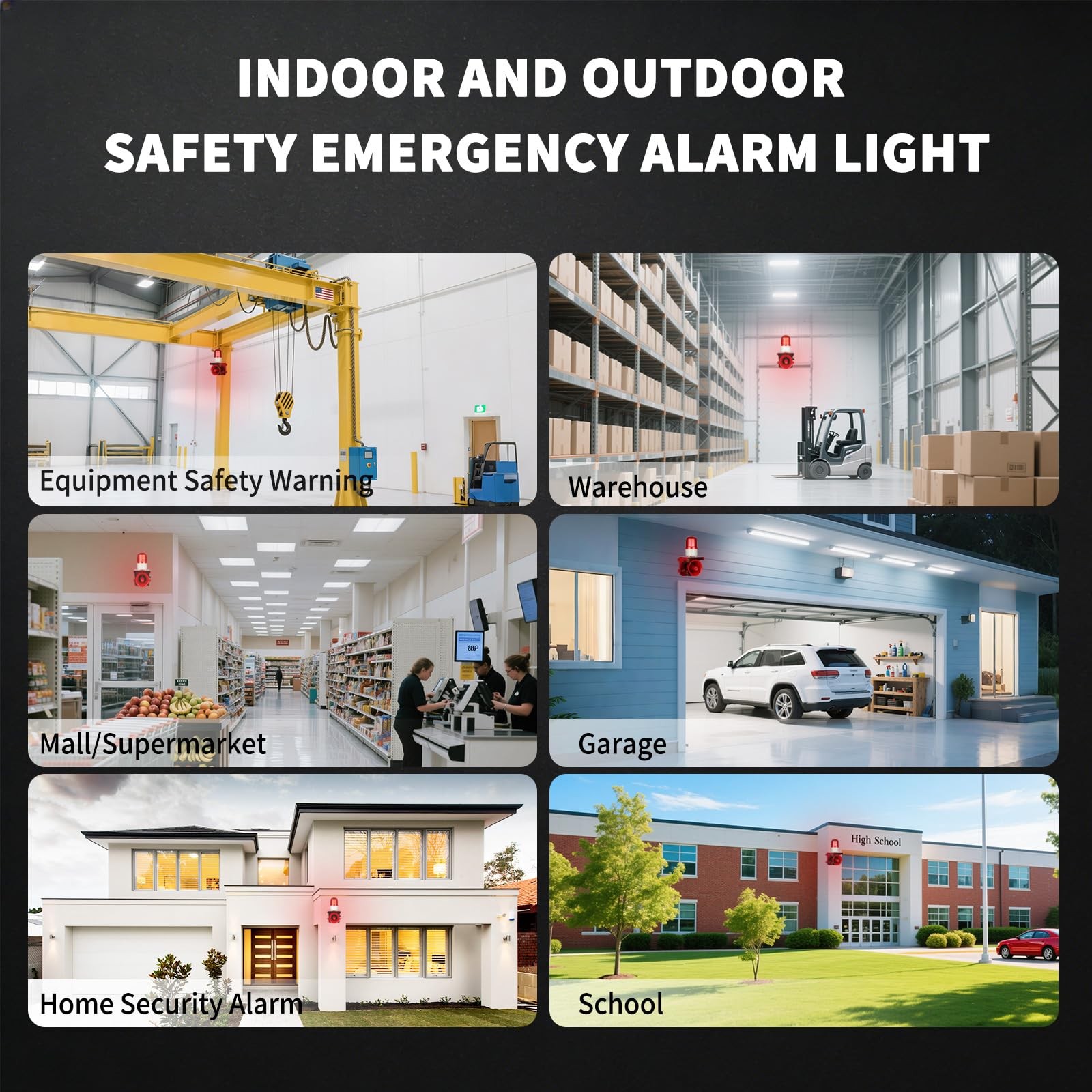 AC110V Industrial Siren Alarm Strobe Light-120dB Loud Horn&Red Beacon Warning…