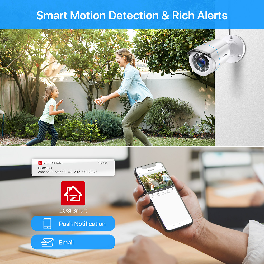 ZOSI 8CH 5MP Lite DVR 2MP Outdoor CCTV Security Camera System Wired HD IR Night