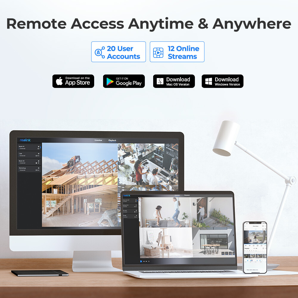 Reolink 12MP PoE Security Camera System 8CH NVR 2TB HDD 24/7 Video Recording