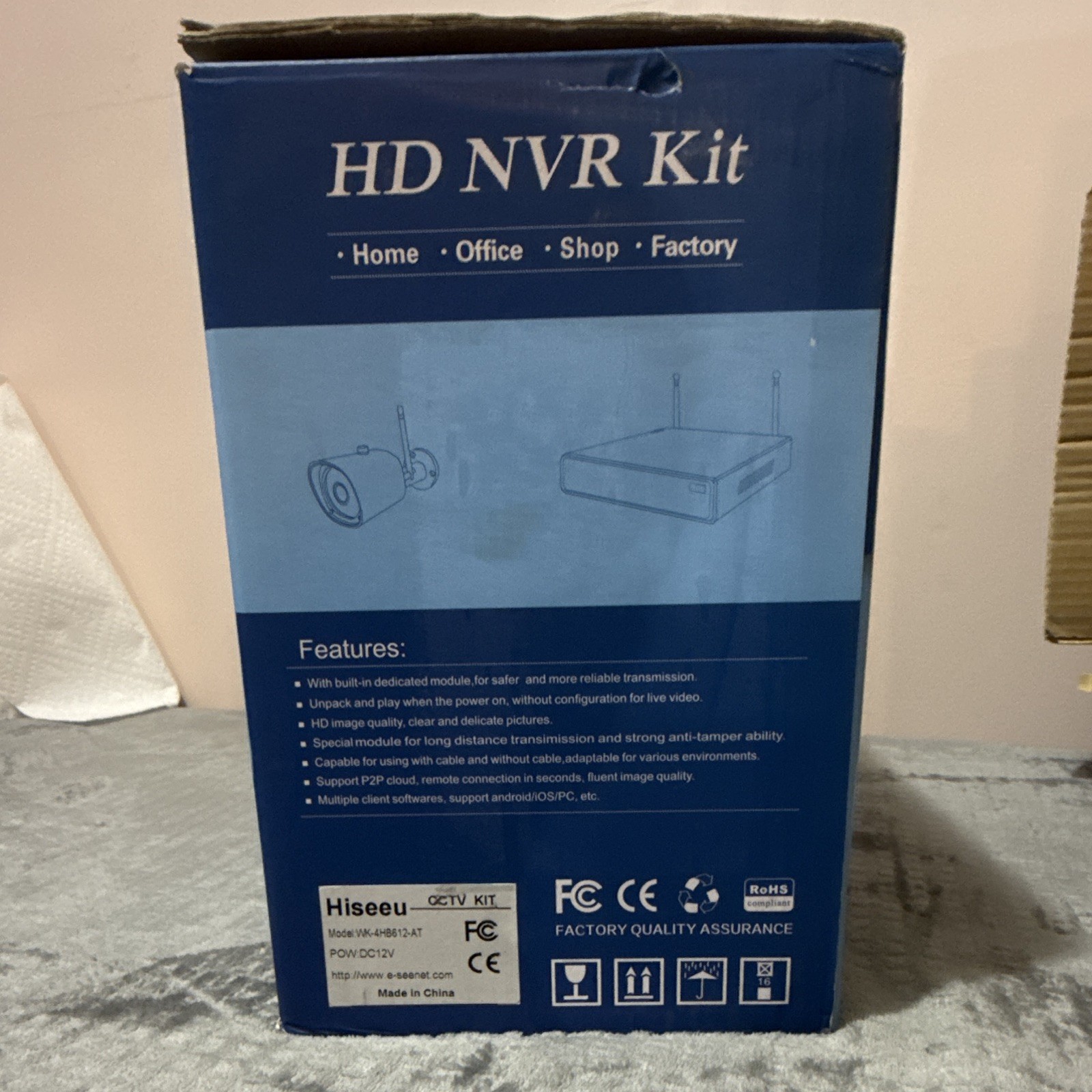Hiseeu WK-4HB612-AT HD NVR Kit 4-Cam Wired 1TB P2P Cloud Indoor/Outdoor