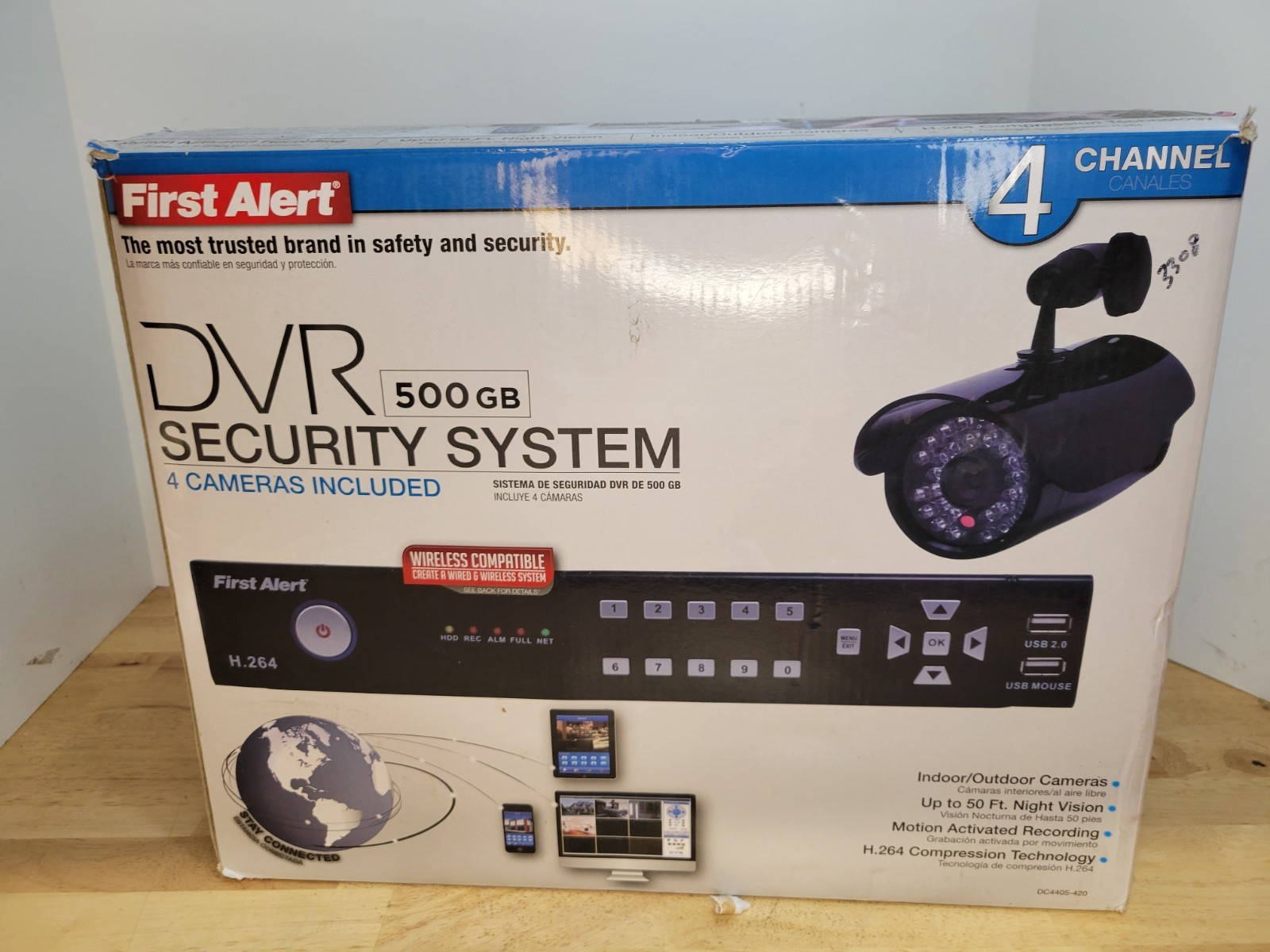 First alert 500gb DVR Security System 4 channel used 3 cameras untested