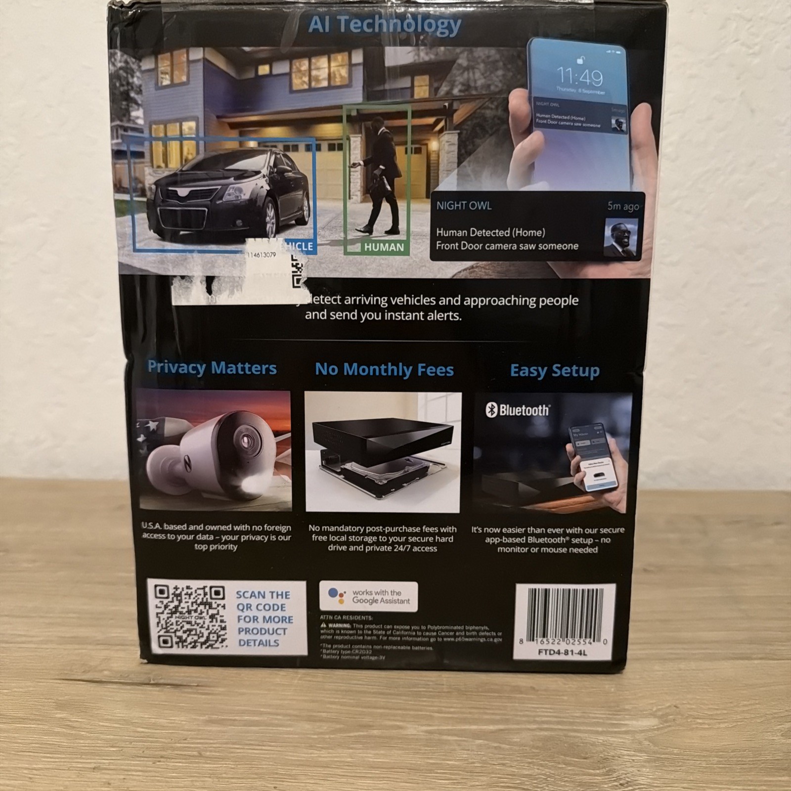 Night Owl 12 Channel 4 Camera Wired 2K 1TB DVR Security System with 2-way Audio