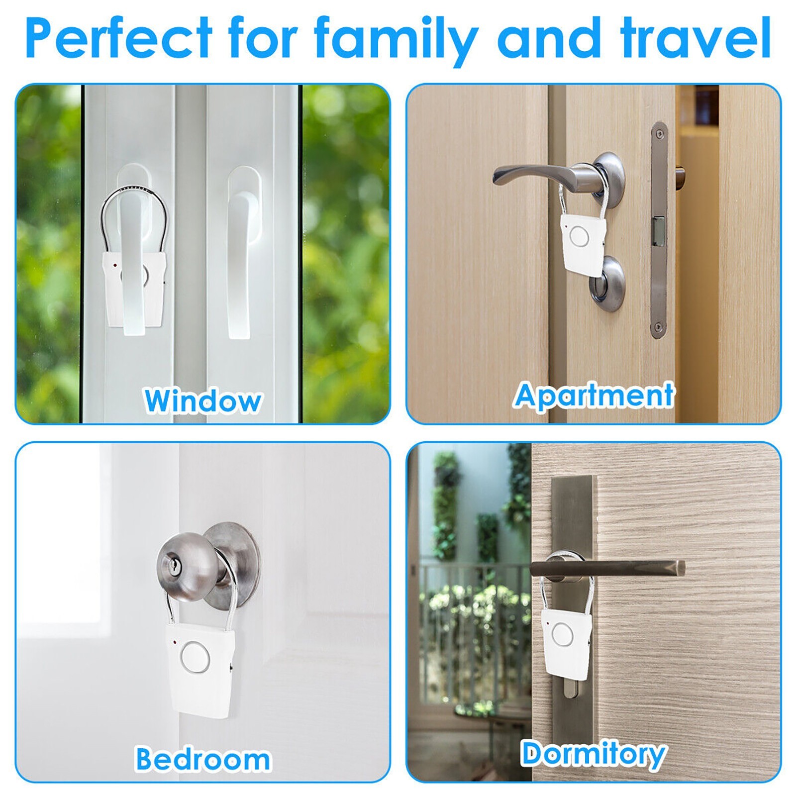 Door Handle Alarm 115dB Door Security Alarm Touch Sensor Anti-Theft Alarm