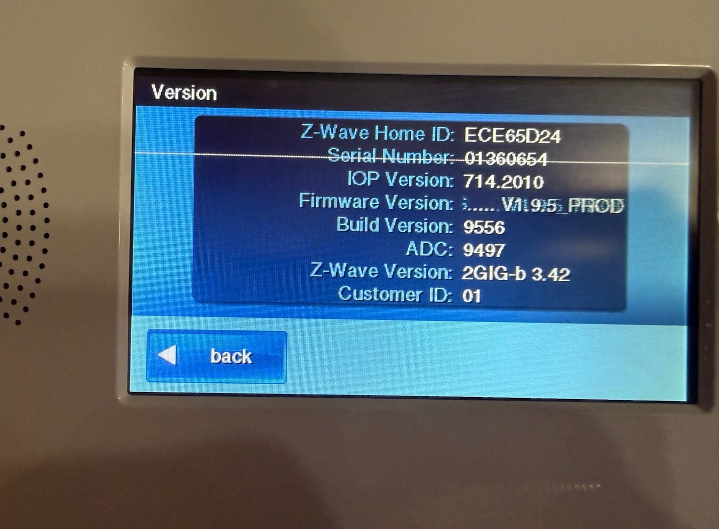 2gig Go Control Touch Screen Alarm Security Panel. Has 1 Line Across Display